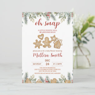 Oh Snap Lebkuchen-Weihnachts-Baby-Shower Einladung