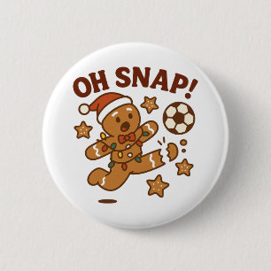 Oh Snap Lebkuchenmann Fußball Lustiges Weihnachten Button