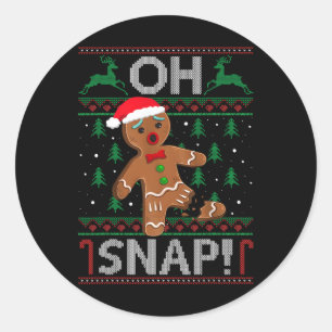 Oh Snap Lebkuchenmann Weihnachten Lustiger Cookie  Runder Aufkleber
