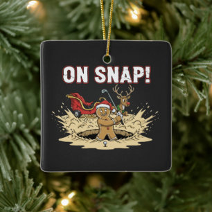 Oh Snap! Lustiger Gingerbread Mann Weihnachten Gol Keramikornament
