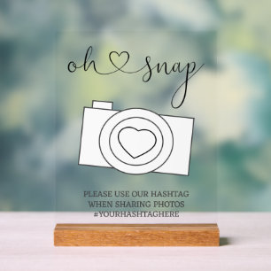 Oh Snap Mariage Photo Hashtag personnalisé