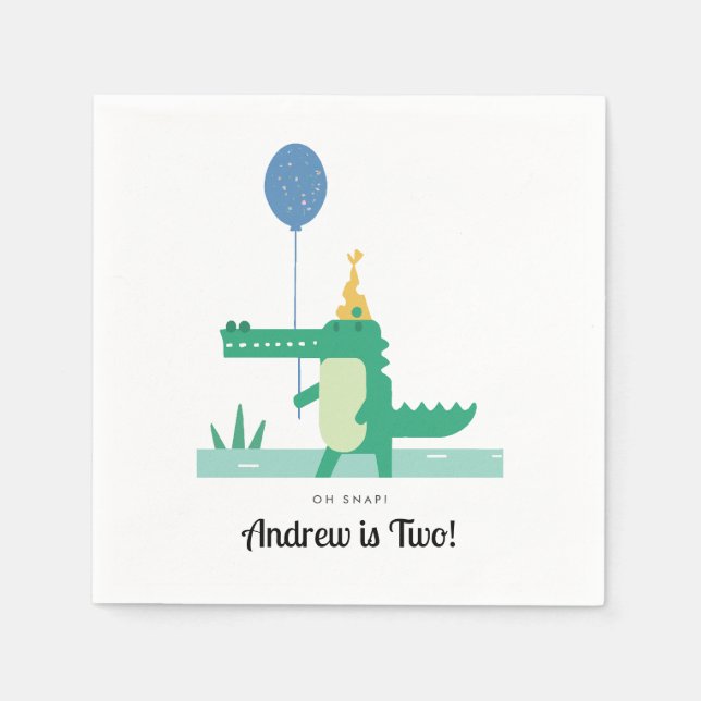 Oh Snap Niedlich Alligator Kindergeburtstag Party Serviette (Vorderseite)