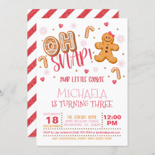 Oh Snap Noël Anniversaire Invitation - Blanc