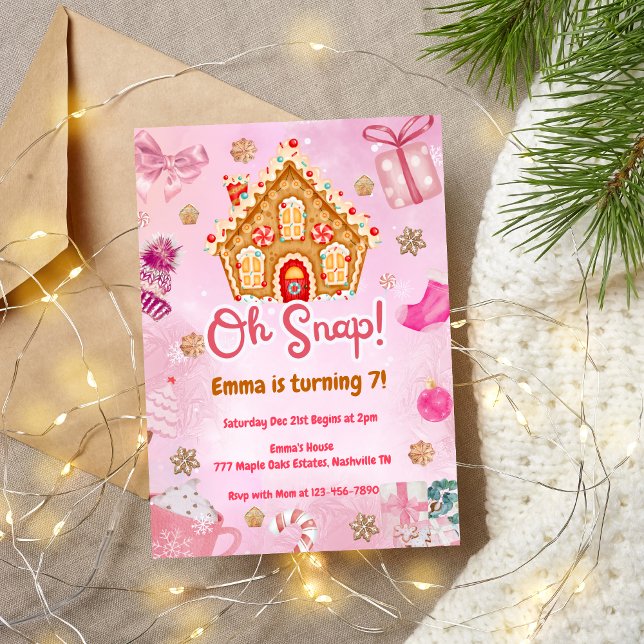Oh Snap Pingerbread Maison Anniversaire Invitation (Créateur téléchargé)