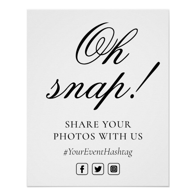 Oh Snap Social Media Chic Moderne Hochzeitsveranst Poster (Vorderseite)