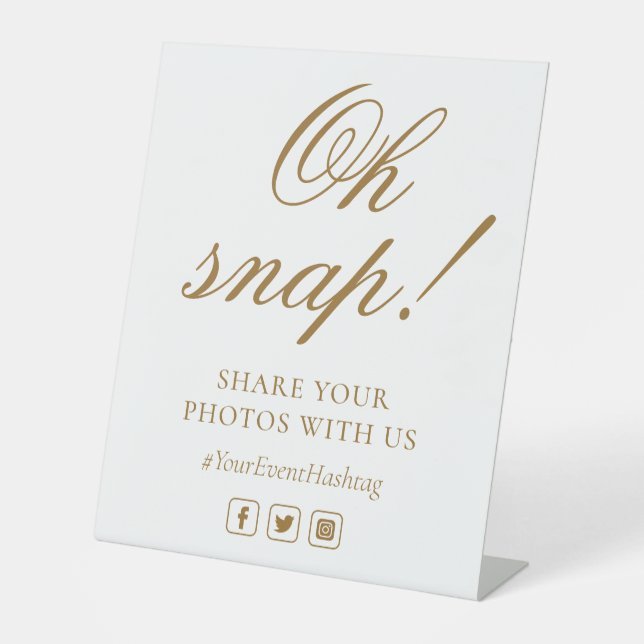Oh Snap Social Media Chic Moderne Hochzeitsveranst Sockelschild (Vorderseite)