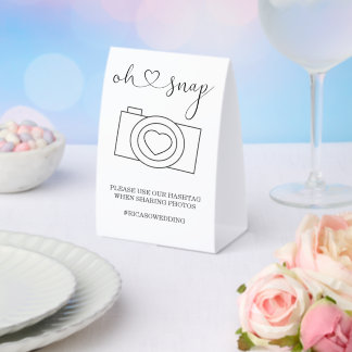 Oh Snap Wedding Photo Hashtag Personalized Tischaufsteller