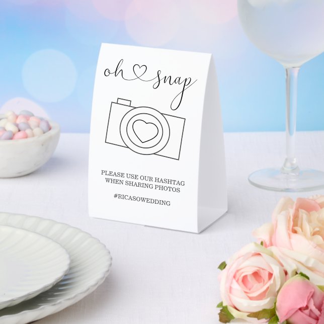 Oh Snap Wedding Photo Hashtag Personalized Tischaufsteller (In Situ (Hochzeit))