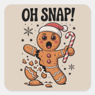 Oh Snap! Weihnachts-Gingerbread-Cookie-Santa-Hut  Quadratischer Aufkleber