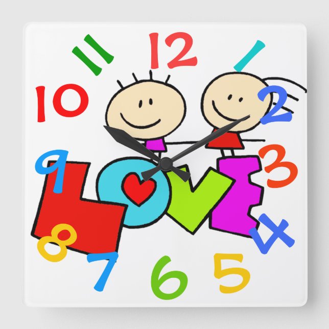 Oh So Cute Children's Room Wall Clock Quadratische Wanduhr (Vorderseite)