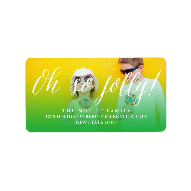 Oh So Jolly Simple Script Weihnachts-Foto-Adresse Adressaufkleber (Vorne)