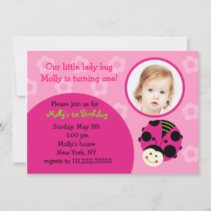 Oh So Sweet Ladybug Invitations à la fête d'annive