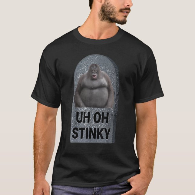 Oh Stinky Kackte Meme Grabstein Le Monke Hallowee T-Shirt (Vorderseite)