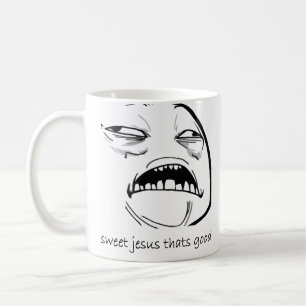 Oh süßer Jesus, der gutes Raserei-Gesicht Meme i Kaffeetasse
