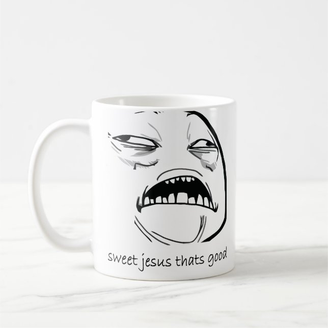 Oh süßer Jesus, der gutes Raserei-Gesicht Meme ist Kaffeetasse (Links)