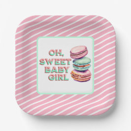 Oh Sweet Baby Girl Macaron Themed Baby Dusche Pappteller