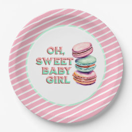 Oh Sweet Baby Girl Macaron Themed Baby Dusche Pappteller