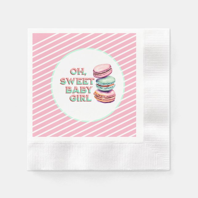 Oh Sweet Baby Girl Macaron Themed Baby Dusche Serviette (Vorderseite)