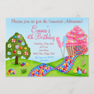 Oh Sweet Candy Land Birthday Cupcake Einladungen