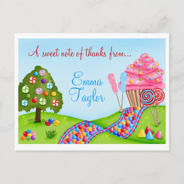 Oh Sweet Candy Land Cupcakes und Lollipops Postkarte (Vorderseite)