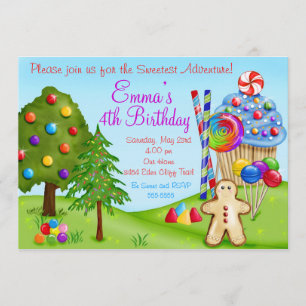 Oh Sweet Candyland Anniversaire Cupcake Invitation
