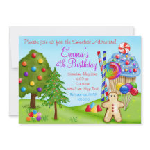 Oh Sweet Candyland Birthday Cupcake Einladungen