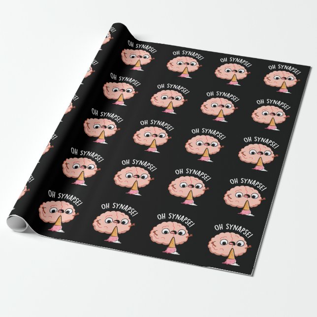 Oh Synapse Funny Brain Pun Dark BG Geschenkpapier (Ungerollt)
