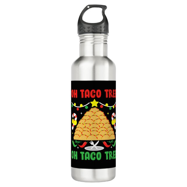 Oh Taco Tree Mexican Food Taco Lover Christmas Edelstahlflasche (Vorderseite)