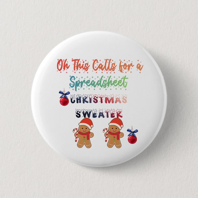 Oh This Calls for a Spreadsheet Christmas Sweater Button (Vorderseite)