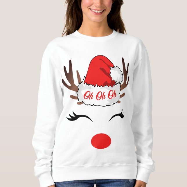 Oh, Ugly White Reindeh Weihnachts-Sweatshirt Sweatshirt (Vorderseite)