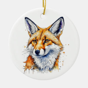 Oh, Um Des Fuchses Willen! Lustiger Wasserfarben-F Keramik Ornament