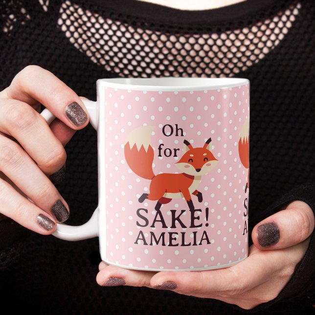 Oh Um Des Fuchses Willen Rosa Punkte Kaffeetasse (Oh For Fox Sake Pink Polka Dot Coffee Mug)