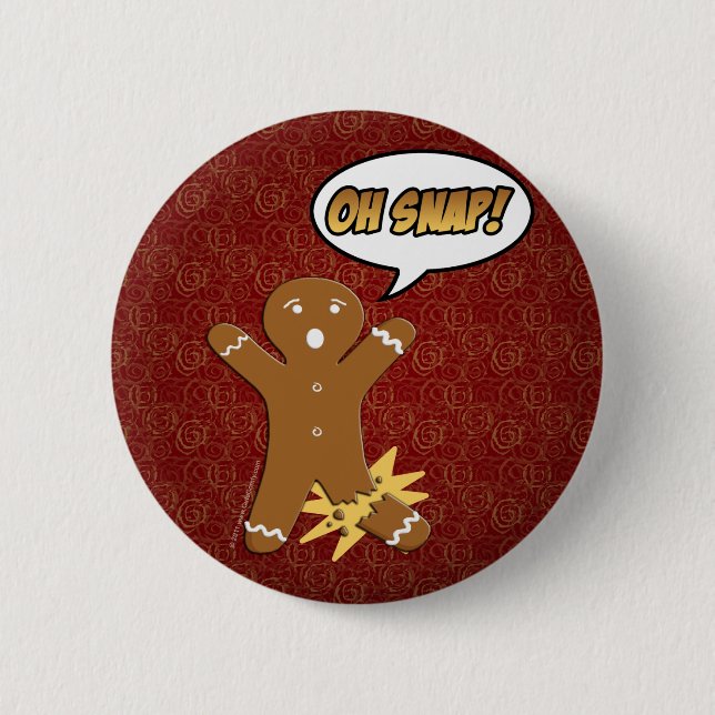 Oh Verschluss! Lustiger Lebkuchen-Mann Button (Vorderseite)
