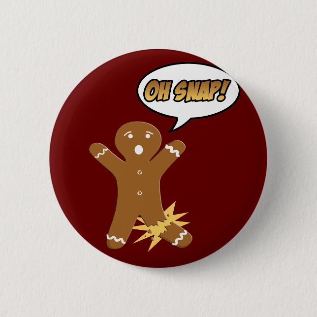 Oh Verschluss! Lustiger Weihnachtslebkuchen-Mann Button (Vorderseite)