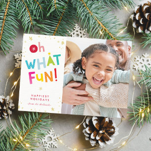 OH WAS FUN FOTO moderne, bunte niedliche Typografi Feiertagskarte