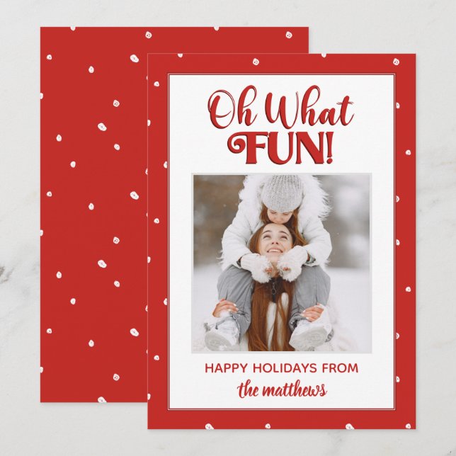 Oh Was Für Ein Spaß Cute Script Foto Weihnachtskar (Vorne/Hinten)