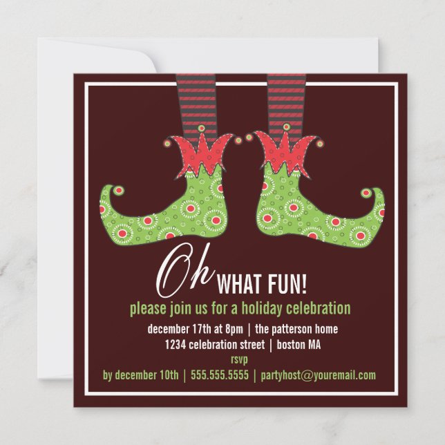 Oh, was für ein Spaß! Einladung von Jolly Elf Holi (Vorderseite)