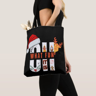 Oh, was für ein Spaß es ist Weihnachts-Rentierkuns Tasche