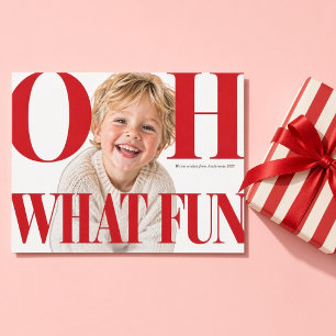 Oh Was Für Ein Spaß Rot Fett Serif Kind Weihnachts Feiertagskarte