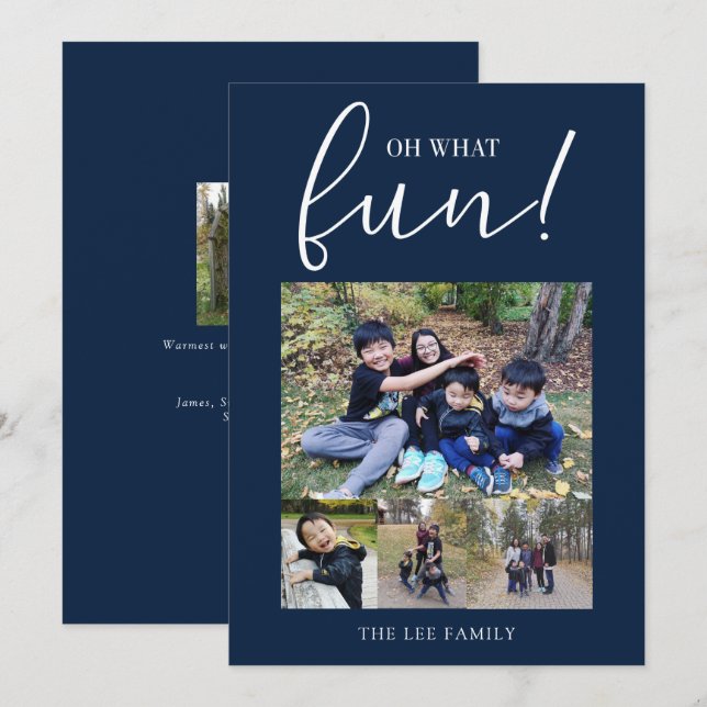 Oh, was Spaß 5 Foto Collage Navy Blue Weihnachten (Vorne/Hinten)