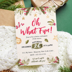 Oh, was Spaß! Aquarell und Natur Weihnachten Party Einladung