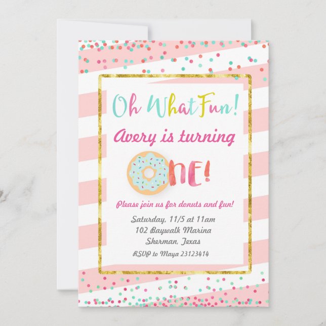 Oh, was Spaß Erste Geburtstagseinladung Einladung (Vorderseite)