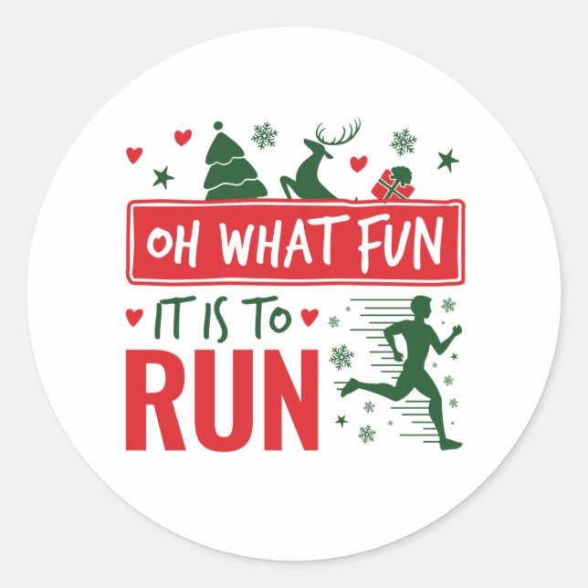 Oh, was Spaß es macht, den Weihnachtsläufer zu lau Runder Aufkleber (Vorderseite)