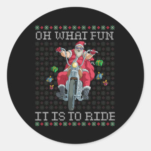 Oh, was Spaß es macht Motorrad Weihnachtsgif zu fa Runder Aufkleber