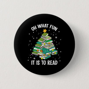 Oh, was Spaß es macht, Weihnachten-Bäume-Buch-Lieb Button