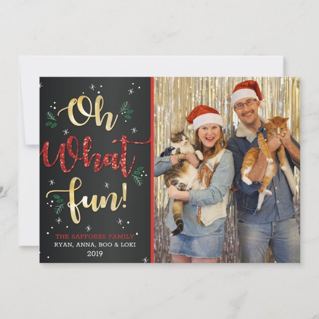 Oh, was Spaß Familie Weihnachten Urlaub Fotokarte (Vorderseite)