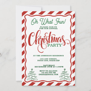Oh, was Spaß gestreift whimsical Weihnachten Party Einladung