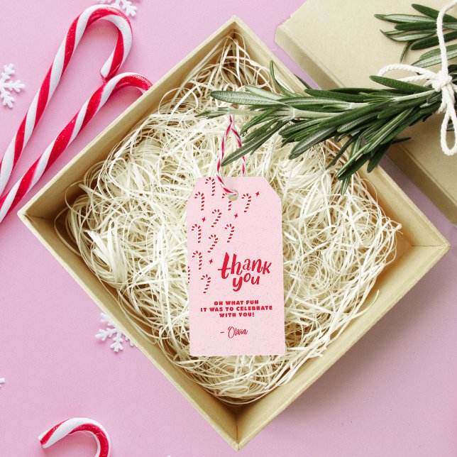 Oh, was Spaß Holiday Candy Cane Birthday Vielen Da Geschenkanhänger (Candy cane birthday thank you tag with red and white twine )