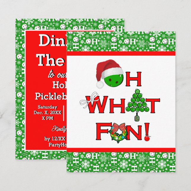 Oh, was Spaß Pickleball Weihnachts-Party Einladung (Vorne/Hinten)