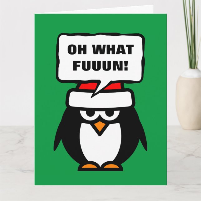 Oh Was Spaß Pinguin Cartoon extra große Weihnachte Karte (Vorderseite)